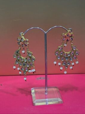Gold Kundan Pearl Chandbali Earrings - Women Jewelry